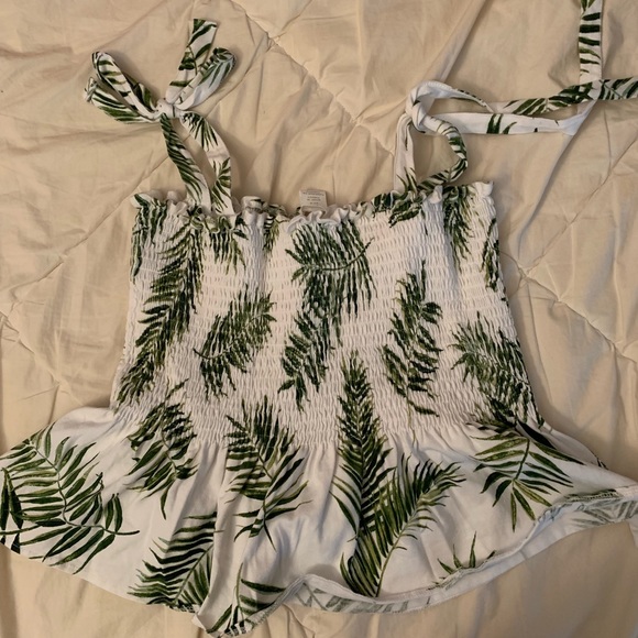 Palm Tree Self-Tie Ribbon Shirt - Picture 2 of 3
